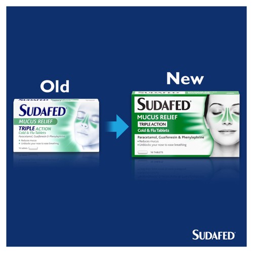 Sudafed Mucus Relief Triple Action Cold & Flu Tablets