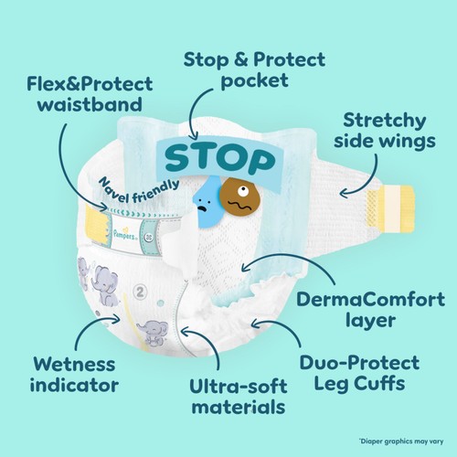 Pampers New Baby Nappies, Size 3 (6-10kg) Essential Pack