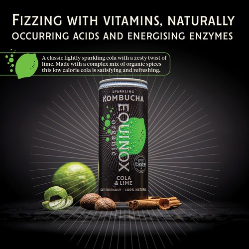 Equinox Organic Cola and Lime Kombucha