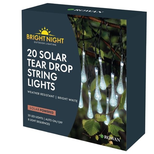 Tear Drop Solar String Lights Bright White