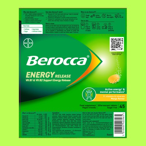 Berocca Mango Energy Vitamin Effervescent Tablets