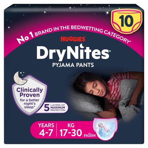 Huggies DryNites Girls Pyjama Pants, 4-7 Yrs (17-30kg)