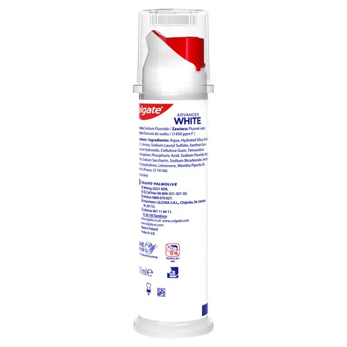 Colgate Advanced White Teeth Whitening Toothpaste Pump