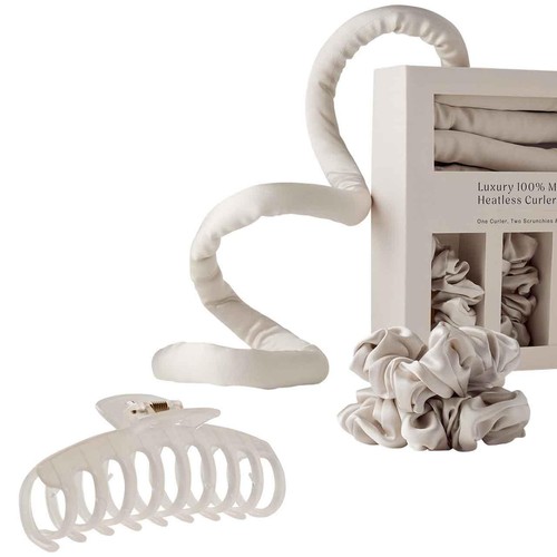 M&S Pure Mulberry Silk Heatless Curler, Light Grey