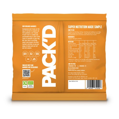 PACK'D Organic & Sweet Chopped Mango