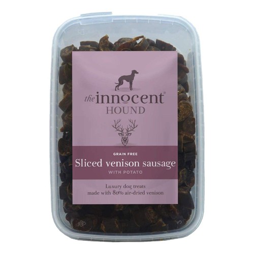 The Innocent Hound Dog Treats, Sliced Venison Sausage