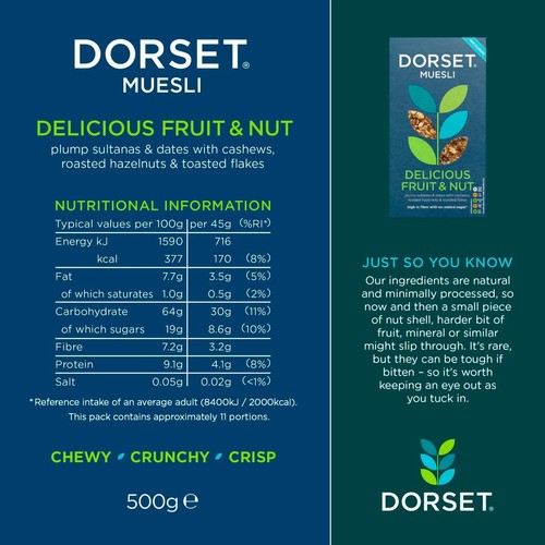 Dorset Cereals Delicious Fruit & Nut Muesli Breakfast Cereal