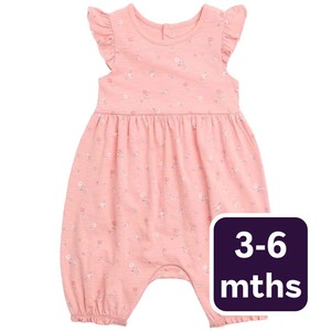Cotton Floral Romper, 3-6 Months, Pink