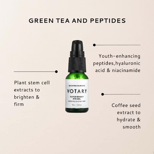 VOTARY - Super Bright Eye Gel, Green Tea and Peptides -15ml