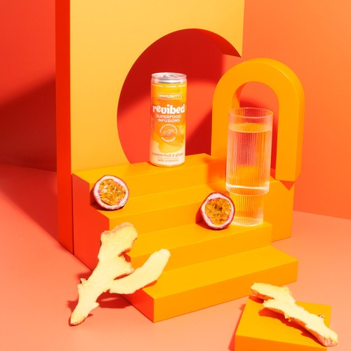 Revibed Immunity Passionfruit and Ginger Infused Lightly Sparkling Water