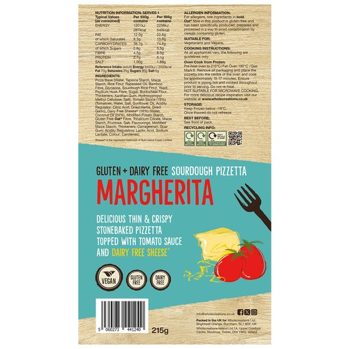 Wholecreations Dairy & Gluten Free Margherita Pizzetta