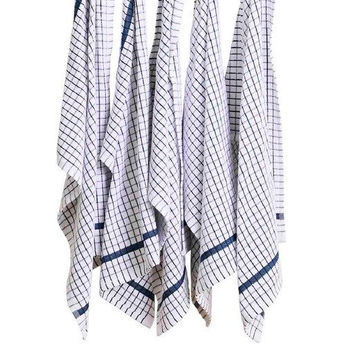 M&S Checked Terry Tea Towels, Blue