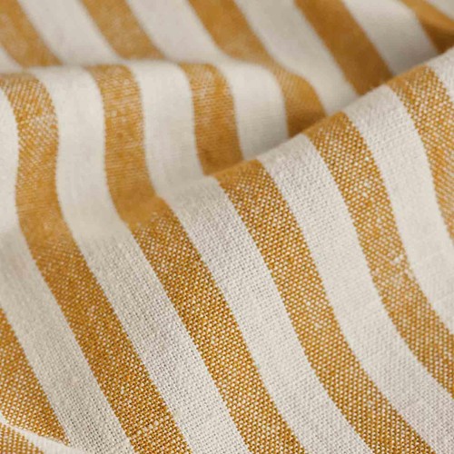 M&S Cotton with Linen Striped Tablecloth, Ochre