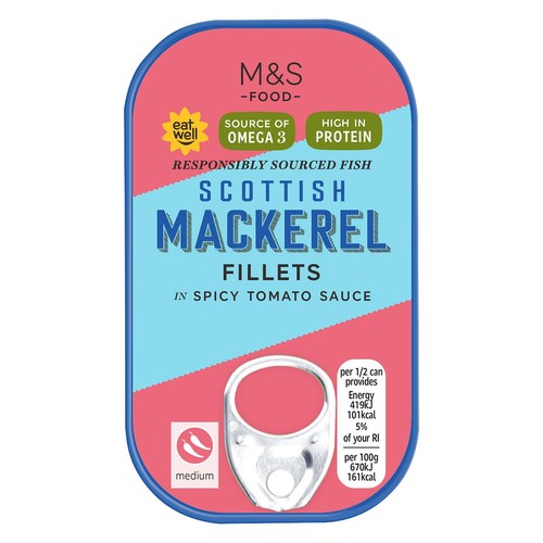 M&S Scottish Mackerel Fillets in Spicy Tomato Sauce