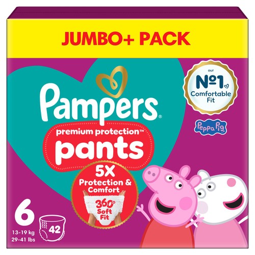 Pampers Premium Protection Nappy Pants, Size 6 (15kg+) Jumbo+ Pack
