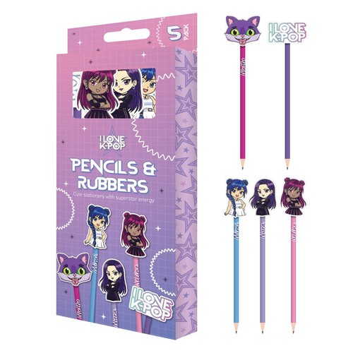 Hoot K-POP Character Pencils & Rubbers