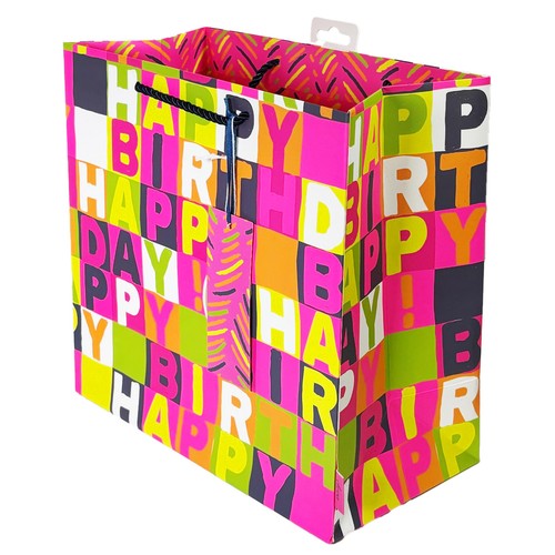 Neon Pink Birthday Medium Gift Bag