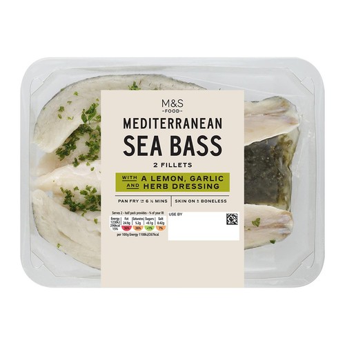 M&S Lemon Garlic & Herb Seabass Fillets