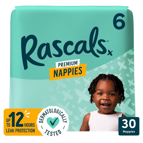 Rascals Premium Nappies, Size 6 (15-20kg)