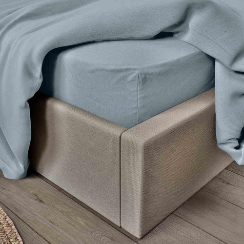M&S Pure Brushed Cotton Fitted Sheet, Single, Light Blue