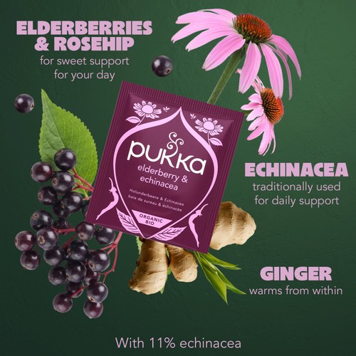 Pukka Organic Elderberry & Echinacea Fruit Tea x20 Compostable Tea Bags