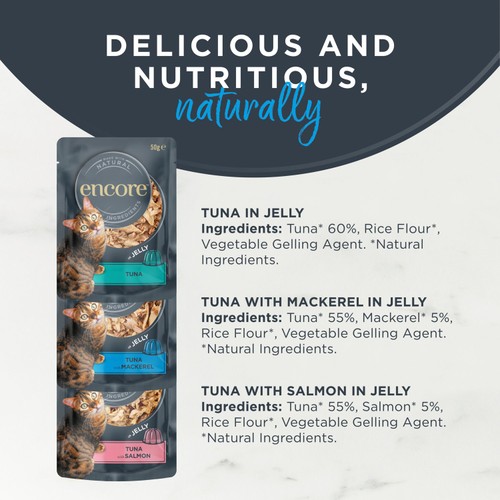 Encore Natural Wet Cat Food Multipack Fish Selection Pouches in Jelly