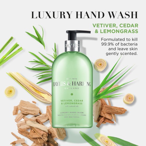 Baylis & Harding Vetiver, Cedar & Lemongrass Anti-Bacterial Hand Wash
