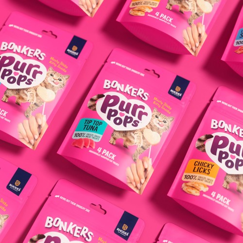 BONKERS Purrpops Freeze Dried Tuna Flavoured Lollipop Cat Treats