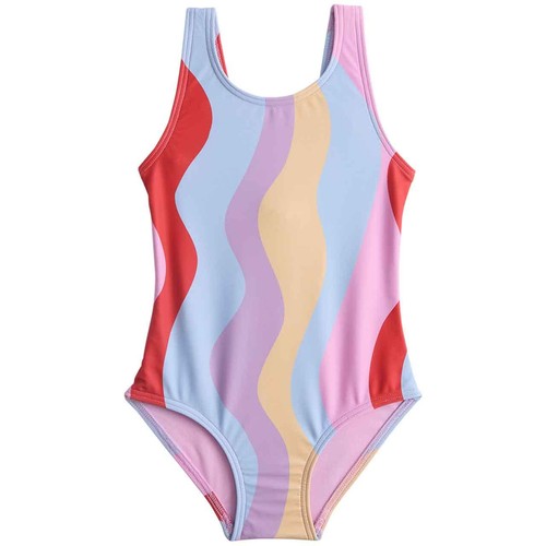 M&S Girls Wave Print Swimsuit, 4-5 Y, Powder Blue
