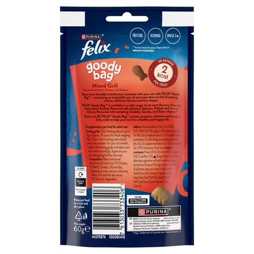 Felix Goody Bag Mixed Grill Beef Chicken & Salmon Cat Treats