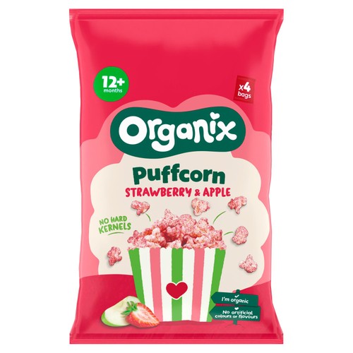 Organix Strawberry & Apple Puffcorn Toddler Snack Multipack 12+ Months
