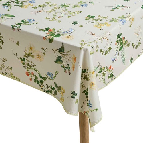 M&S Cotton Linen Floral Tablecloth, Green