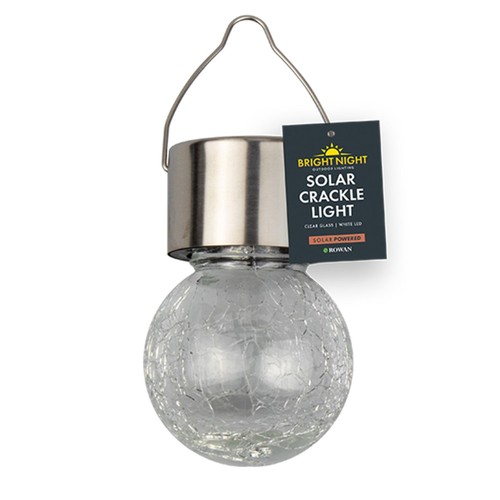 Bright Light Solar Clear Glass Crackle Ball Light