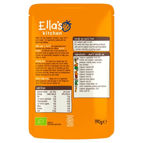 Ella's Kitchen Chicken & Rice Casserole Baby Food Pouch 10+ Months