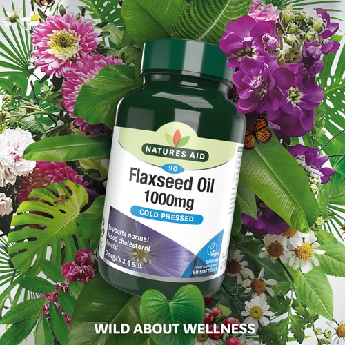 Natures Aid Vegetarian Flaxseed Oil 1000mg Capsules