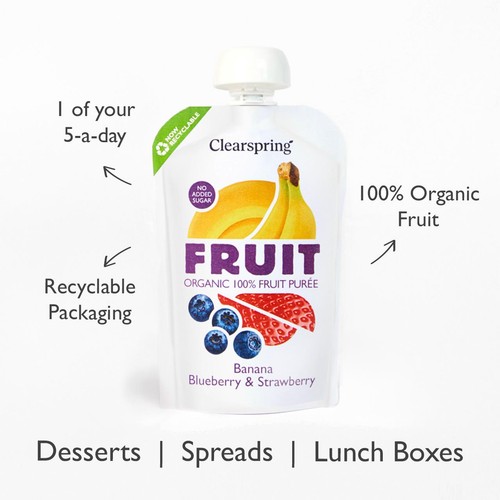 Clearspring Organic FRUIT Puree - Banana, Blueberry & Strawberry