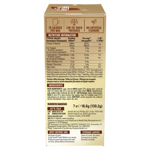 Nescafe Toffee Nut Latte Instant Coffee Sachets