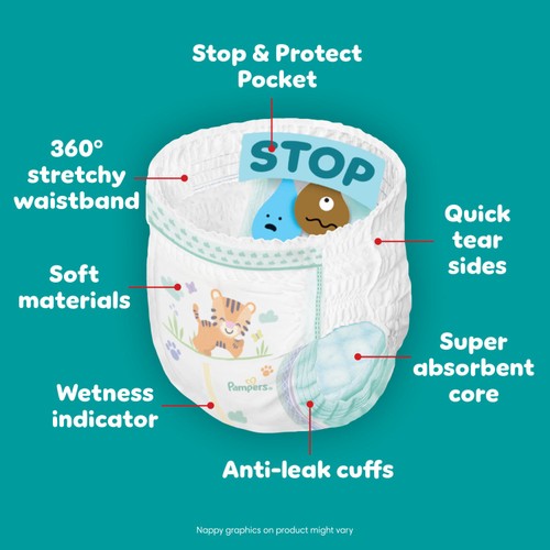 Pampers Baby-Dry Nappy Pants, Size 5 (12-17kg) Essential Pack
