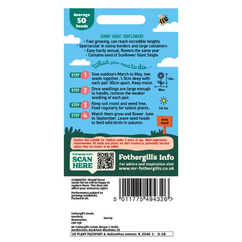 Mr Fothergills Seeds Sunny Giant Sunflowers