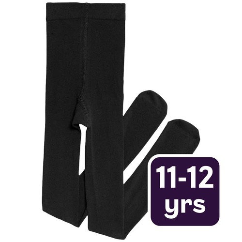 M&S Girls Cotton Rich School Tights, 11-12 Years, Black