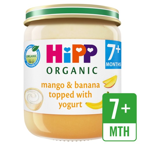 HiPP Organic Mango & Banana topped with yogurt Baby Food Jar 7+ Months 