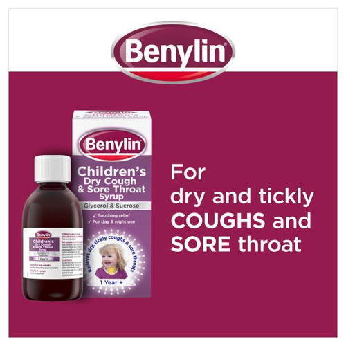 Benylin Childrens Dry Cough & Sore Throat Syrup Blackcurrant