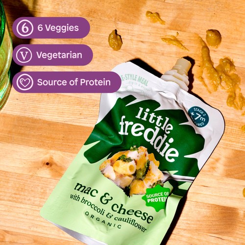 Little Freddie Organic Mac & Cheese, Broccoli & Cauliflower Pouch 6m+