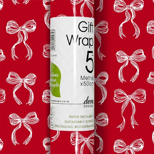 White on Red Bows Christmas Rollwrap