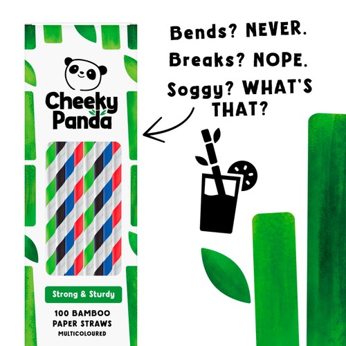 Cheeky Panda Striped Bamboo Paper Straws