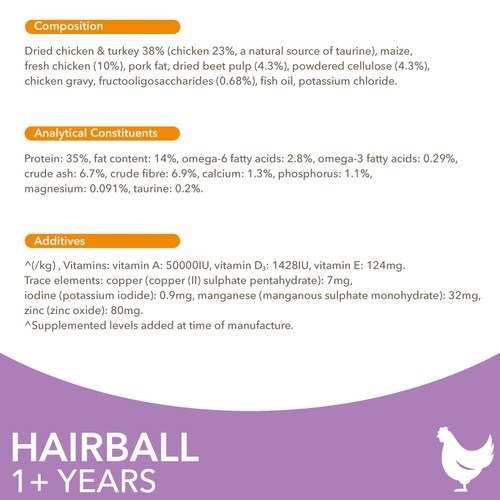 IAMS 1+ Years Hairball Dry Cat Food Chicken
