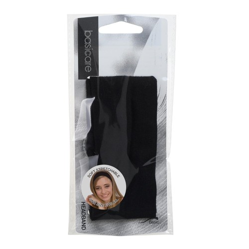 Basicare Black Cotton Headband, super stretchy, one size fits all
