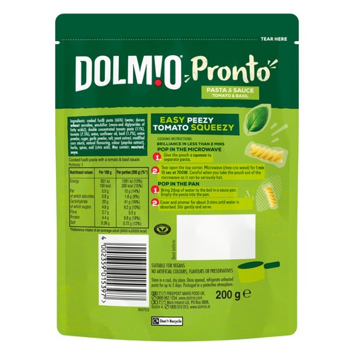 Dolmio Pasta Pronto Tomato & Basil Microwave Pasta