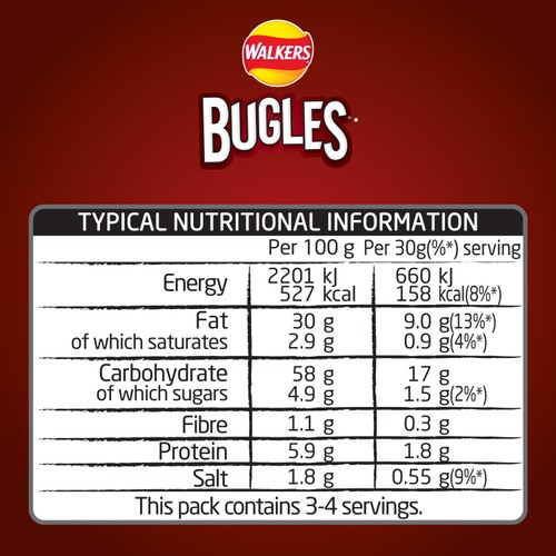 Walkers Bugles Southern Style BBQ Sharing Snacks Crisps 110g