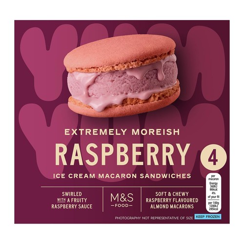 M&S Raspberry Macaron Ice Cream Sandwiches Serves 4